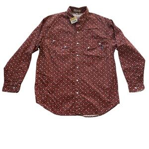 GUESS JEANS Vintage Deadstock Mens Western Button Down Shirt Brown Floral Medium